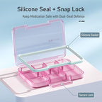 Small Pill Organizer, Waterproof & Portable Pill Case for Daily Travel - Adjustable 7 Compartments Compact Medicine Holder for Vitamins, Pills, Perfect for Purse or Pocket (Blue)