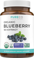 USDA Organic Blueberry Extract Capsules - High Potency Organic Blueberry 500mg 10:1 Extract Per 1 Capsule Serving - Blueberry Supplement for Brain & Immune Support - Vegan Non-GMO (2 Month Supply)