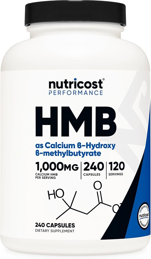 Nutricost HMB (Beta-Hydroxy Beta-Methylbutyrate) 1000mg (240 Capsules) - 500mg Per Capsule, 120 Servings - Gluten Free and Non-GMO