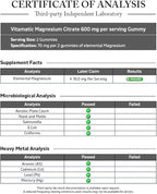 Vitamatic Magnesium Citrate Gummies 600mg per Serving - 240 Vegan Gummies - Natural Raspberry Flavor - High Absorption Magnesium Supplement - Supports Nerve, Bone and Muscle Health