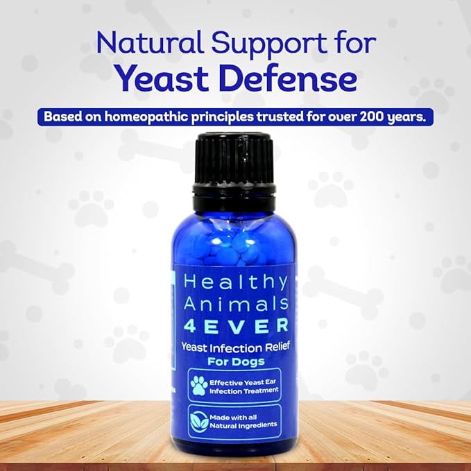 HealthyAnimals4Ever HA4E - Dog Yeast Protection - Homeopathic Support for Yeast Infections - All-Natural Preventive Care for Skin & Ear Health - 300 Tablets
