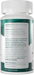pH-D Feminine Health - 600 mg Boric Acid Suppositories - Woman Owned - for Vaginal Odor Use - 72 count