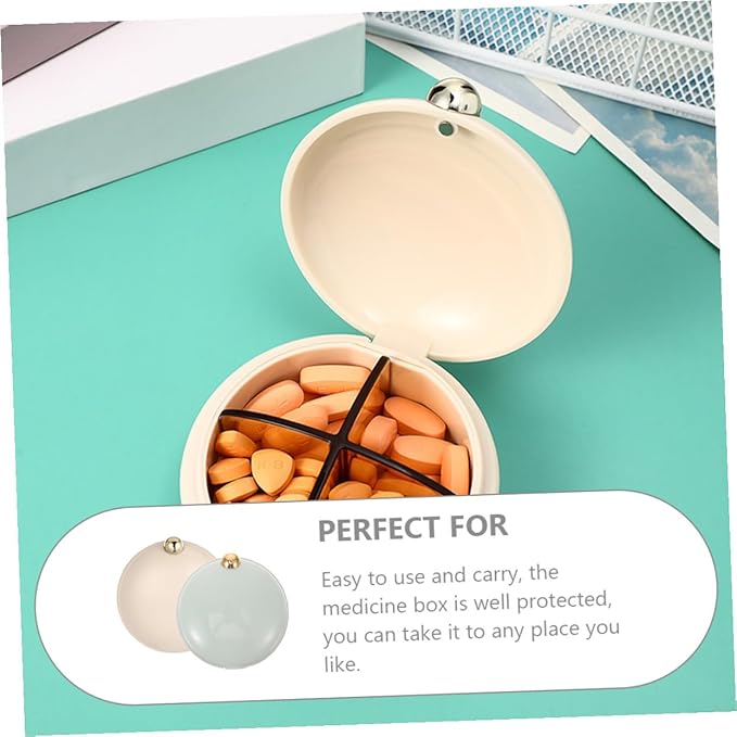 2Pcs Portable Small Sealing Case Travel Organizer Compact Compartment Container for Medicines Vitamins with Airtight Preservation Design Lightweight and Convenient Go Use