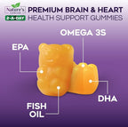 Omega 3 Fish Oil Gummies - Triple Strength Omega3 Gummy - DHA & EPA Fatty Acids for Heart Health, Joint & Brain Support, Nature's High Absorption Omega Fish Oil Supplement, Orange Flavor- 120 Gummies