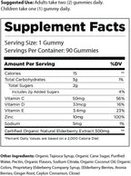 The Elderberry Co. Extra Strength Elderberry Gummies with Vitamins C, D,E and Zinc for All-Natural Immune Support, No Artificial Ingredients (90 Count)