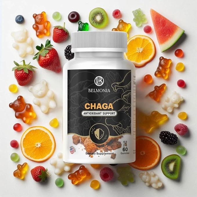 Chaga Mushroom Gummies — Antioxidant Immune Support Supplement - Dietary Mushroom Supplement - 60 Gummies - Made in USA - Shrooms for Health - Organic Vegan Frendly