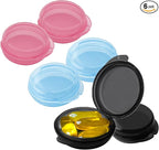 Pill Organizer for Pocket, Mini Pill Box for Pocket Purse, Portable Travel Pill Container, Small Secure Storage for Supplements & Daily Care (Black-Pink-Blue 6 PCS)