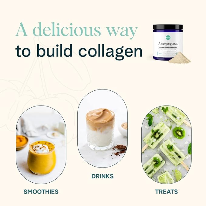 Ora Organic Vegan Collagen-Boosting Powder for Women and Men - Hair, Skin, & Nails Support - Bamboo Silica, Plant-Based Protein, Organic Vitamin C, Aloe Vera - Vanilla Flavor, 20 Servings