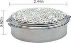 Bling Pill Case for Purse Medicine Vitamin Container Holder Pocket Pill Case Round Medicine Organizer for Vitamin/Fish Oils/Supplement Travel Medicine Kit (3 Compartment Silver)