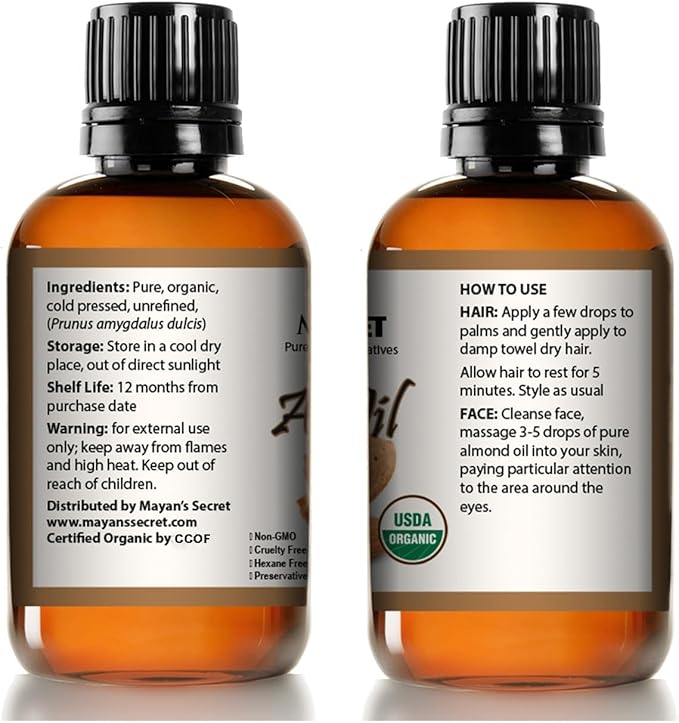 Pure Carrier and Essential Oils for Skin Care, Hair, Body Moisturizer for Face-Anti Aging Skin Care (Almond, 4oz)