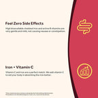 Doctor's Recipes Iron Supplement for Women Men - Gentle Iron Bisglycinate with Vitamin C, B6, Folate & B12, Stomach Friendly Iron Pills, 90 Vegan Caps