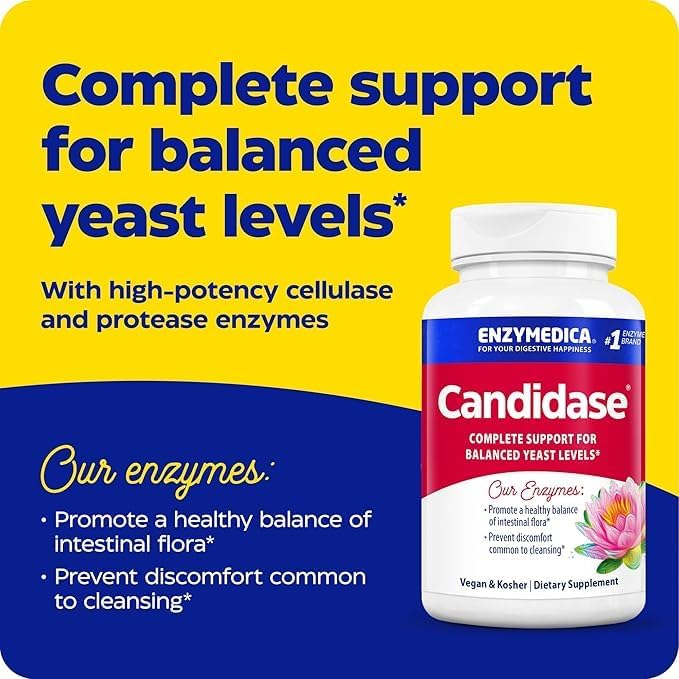 Enzymedica, Candidase, Enzymes for Gentle Cleansing Support, Gut Health, 120 Count