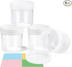 4 Pack 10oz Wide Mouth Travel Containers, PP Clear Leak Proof Travel Plastic Jars with Lids for Creams Lotion Cosmetic, Jewelry Beads, Sample, Small Items Storage