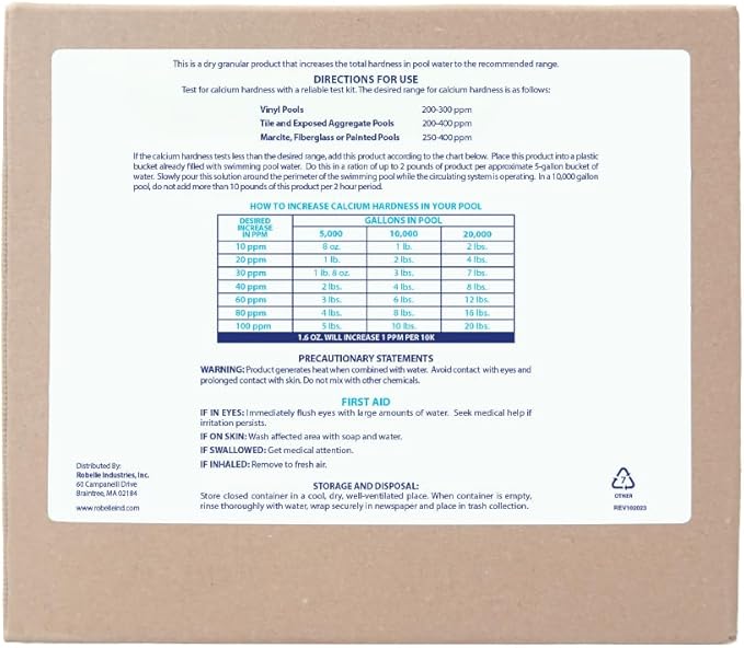 Robelle 25-Pounds Premium Pool Calcium Up, Calcium Hardness Increaser