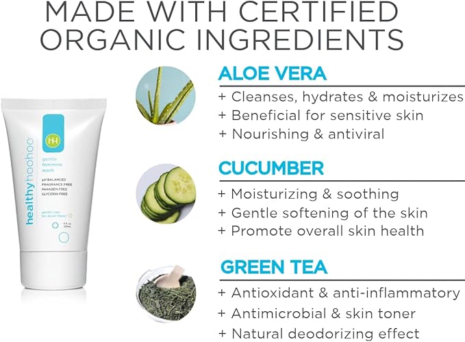 Gentle Feminine Wash for Women, pH Balanced Vulva Cleanser for Sensitive Skin, Plant Based Natural Hygiene, Unscented Vaginal Soap, Paraben and Glycerin Free (4 fl oz)