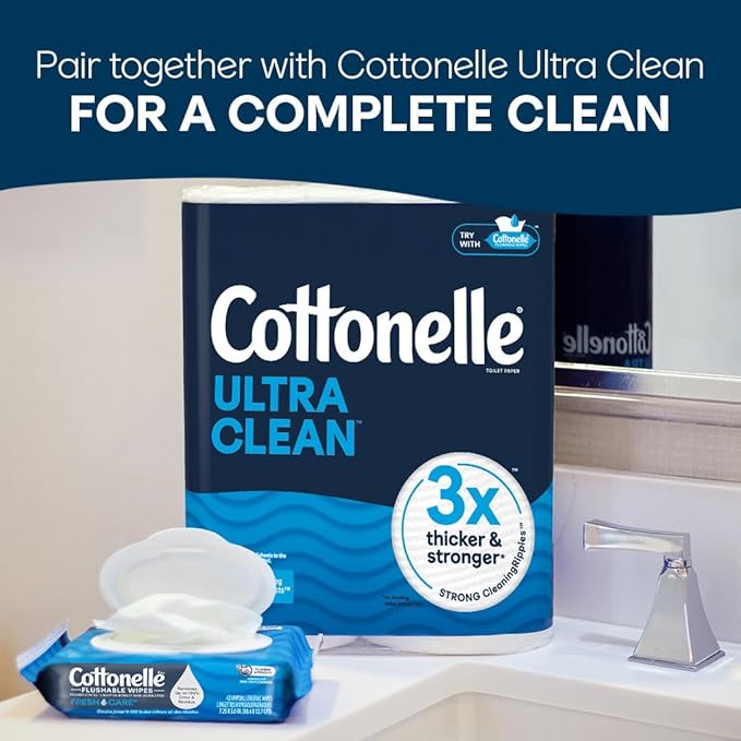 Cottonelle XL Flushable Wet Wipes, Adult Wipes Large, 2 Flip-Top Packs, 45 Wipes Per Pack (90 Total Wipes), Packaging May Vary