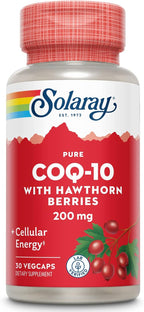 SOLARAY Pure CoQ-10 200 mg | Healthy Heart Function & Cellular Energy Support | Enhanced with Herb Blend | 30 VegCaps
