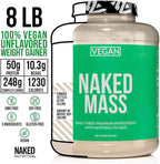 NAKED Vegan Mass - Natural Vegan Weight Gainer Protein Powder - 1,230 Calories, NSF Certified, Non-GMO, Soy & Gluten Free, No Artificial Ingredients - 8LB Bulk - 11 Servings