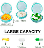 3PCS Small Pocket Daily Pill Box Organizer - Portable Travel Wallet with Individual Compartments - Compact, Convenient and Easy-to-Use Mini Pill Container for On-the-Go Medication Management (Green)