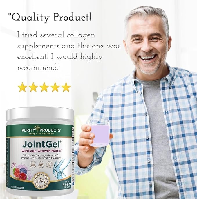Purity Products JointGel Formula - Collagen Peptides + MSM - Supports Joint Function + Flexibility While Fortifying Joint Cartilage - Dual Action - Daily Powder - 30 Servings (30 Servings, Chocolate)
