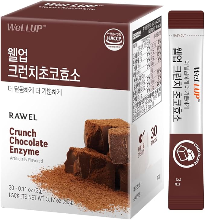 RAWEL Fermentation Digestive Enzymes Cruch Choco 3g 30sticks, Chocolate/Isolated Soy Protein