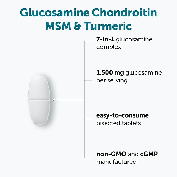 Micro Ingredients Glucosamine Chondroitin MSM and Turmeric Supplement, 300 Bisected Tablets | 1,500 mg Glucosamine Per Serving | 7-in-1 with Boswellia, Hyaluronic Acid, & Collagen Complex