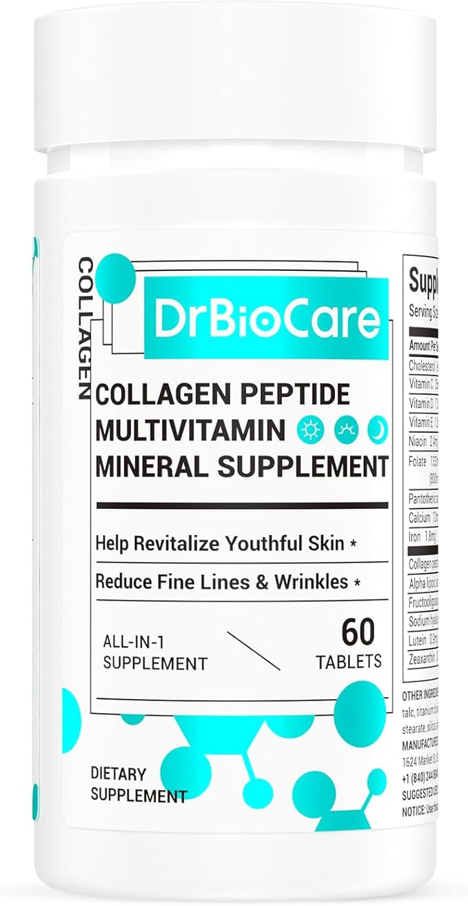 DrBioCare Collagen Peptides for Women, Beauty Vitamin & Mineral Supplement,Contains Vitamin D3, Probiotics for Women & Collagen Peptides,Vitamin B Complex,Vitamin E 60 Tablets