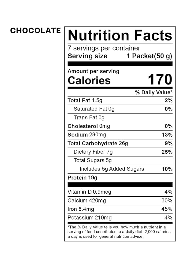 Korean Food All-In-One Multi Shake Chocolate(50g*7 Packs) Dietary Fiber, Essential Amino Acids, Vitamins, 7-Day Convenient Individual Packs (12.35 oz)