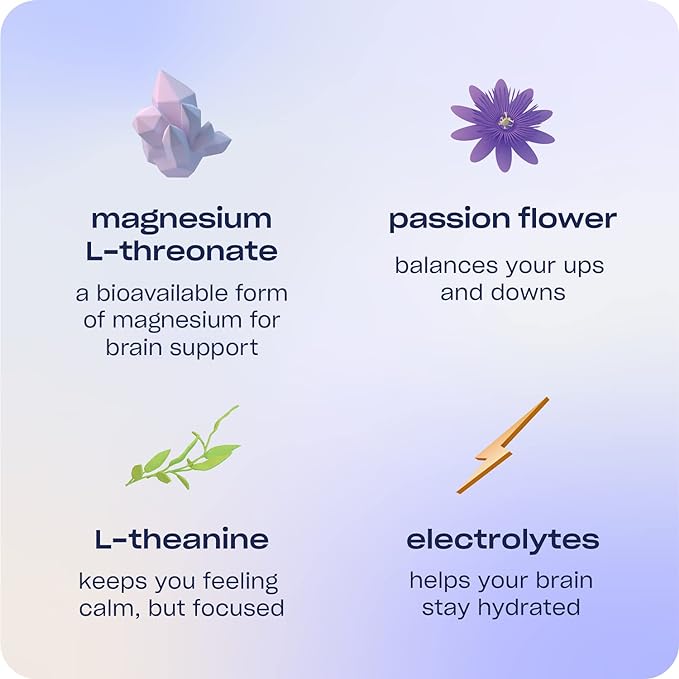 Recess Mood Powder, Magnesium L-Threonate Blend with Passion Flower, L-Theanine, Electrolytes, Magnesium Calm Support Powder Supplement - Lemon Citrus Pack of 10
