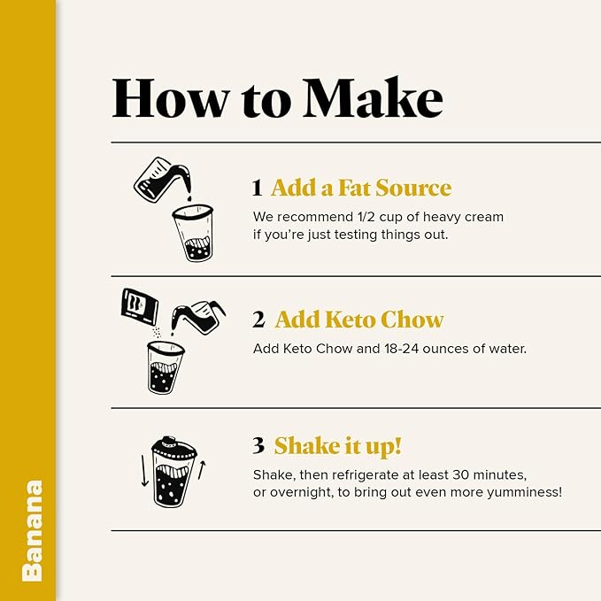 Keto Chow Banana - Keto Meal Replacement Shake Powder - Nutritionally Complete - Low Carb - Delicious Easy Meal Substitute - Protein Rich You Choose The Fat - Single Meal Sample