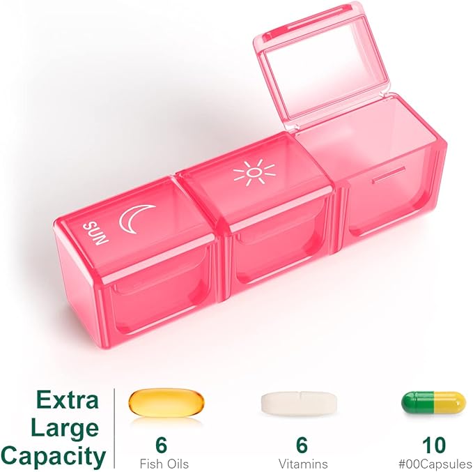 BUG HULL Weekly Pill Organizer 3X a Day, Daily 7 Day Medicine Pill Organizer 3 Times a Day, Travel Pill Case Container for Vitamins, Supplements