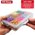 12 Compartment Large Pill Case with Airtight Seal - Silicone Gasket Waterproof Med Box with Medication Map & Medical Alert Card (Clear, 2 Pack)