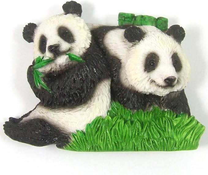 WitnyStore Tiny 2⅝" Giant Panda Bears of China Magnet - Miniature Hand Made Painted Resin 3D Asia Tourist Attractions Decorative Refrigerator Fridge Magnets Décor Collectible Traveler Souvenirs Gifts