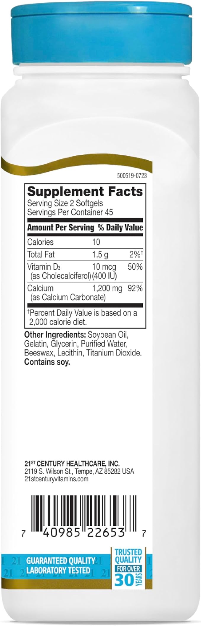 21st Century Calcium Plus D3 Liquid Filled Softgel, 1200 mg, 90 Count