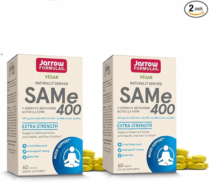 Jarrow Formulas Same Supplement 400 mg - 60 Tablets - High Concentration of Active S,S Form - Supports Joint Health, Liver Function, Brain Metabolism - 60 Servings (Pack of 2)