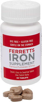 Iron Tablets 106mg (325mg Ferrous Fumarate) - 60 Day Supply of High Potency Iron Supplements for Women & Men, Easy on The Stomach Iron Supplements for Anemia, 60 Iron Pills Per Bottle