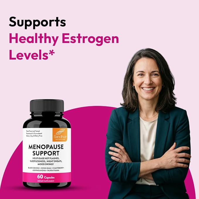 Complete Menopause Support Supplement For Women | With Ashwagandha, Black Cohosh, Dong Quai & Muira Puama | Helps Easing Hot Flashes, Night Sweats, Mood Swings, Hormone Balance & Harmony | 60 Capsules