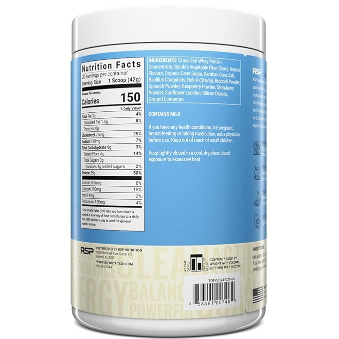 TrueFit High Fiber Protein Powder, Grass-Fed Whey Meal Replacement Shake with Prebiotics, Probiotics, & Organic Superfoods, Keto Friendly, Gluten Free