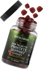 BUCKLEBURY 9-in-1 Natural Saw Palmetto Gummies with Raspberry & Pomegranate Flavor - Plant-Based Prostate Support Supplements for Mens Bladder Health, Hair Growth & Urinary Support - 60 Gummies