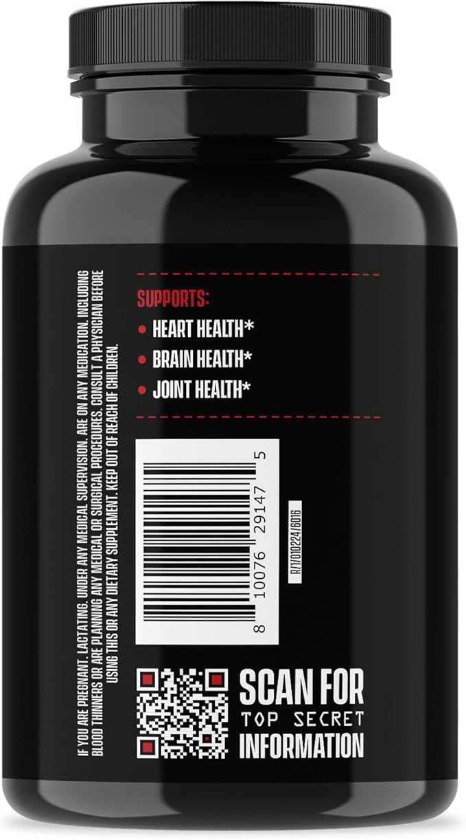 Jocko Fuel Omega 3 Fish Oil Supplement 2000mg - Burpless Fatty Acid Supplement, Wild Caught, Powerful Antioxidant with Astaxanthin (60 Capsules)