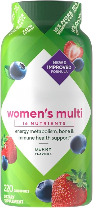 Women's Gummy Vitamin Fusion's Multi Berry Flavored Gummy Vitamins, 220 Count, 16 Nutrients for Energy Metabolism, Bone & Immune Health Support; 110 Days Supplies