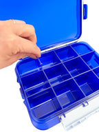 12 Compartment Large Pill Case with Airtight Seal - Silicone Gasket Waterproof Med Box with Medication Map and Medical Alert Card (Blue, 1 Pack)