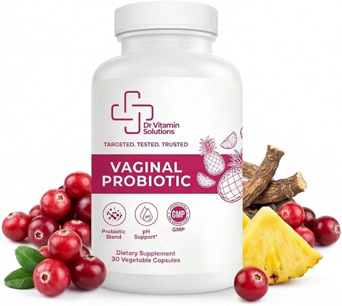 Vaginal Probiotic for Women – 7 Billion CFU Lactobacillus Blend + Prebiotic Inulin, Cranberry & Pineapple – Vaginal pH & Microbiome Support – Daily Women’s Probiotics – 30 Veg Capsules