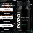 Puro Vitality Boost - Puro Pills Premium Blend Supplement Maximum Strength Daily Natural Vitamins Booster Capsules, Pure Performance Support Advanced Formula Overall Health Wellness (60 Capsules)
