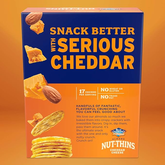 Blue Diamond Almonds Nut Thins, Cheddar Cheese, 4.25 Oz (Pack of 4)