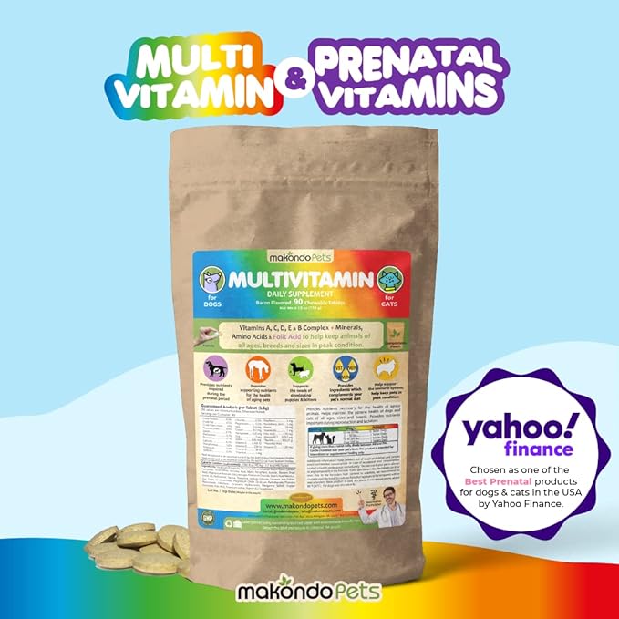 Dog Prenatal Vitamins – Multivitamin, Folic Acid, Calcium, Iron, Minerals and Amino Acids. Ideal for Pregnant, Breastfeeding and Newborn Pets – Senior Dog Supplement, Complete Puppy Multi Vitamin.