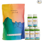 Magic Mind Focus Energy Drink Shots - No Jitters, Stress Relieving, Ashwagandha, Functional Mushrooms, Matcha Green Tea, Vitamin B12, Vitamin C - 2 FL Oz (5 Pack)
