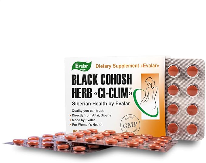 Evalar Black Cohosh Cimicifuga Herbal Extract Siberian Ci-Klim Vegan 60 Tabs