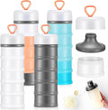 Baderke 4 Pcs Protein Powder Container 5 Layers Stackable Leakproof Container Powder Dispenser with Funnels Stand Keychain Flour Canister for Workout Fitness(Black, White, Blue, Pink)