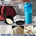 Protein Powder Funnel 4-Pack with Cleaning Brush, 5oz Leak-Proof Containers, Gym Travel Supplement Dispenser, Black White